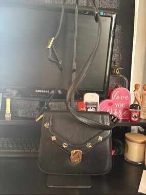 MCM Black Leather Crossbody Bag with Gold Hardware - MCM